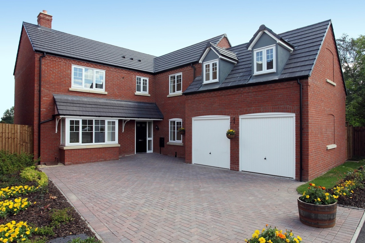 Brick house with brick paver driveway